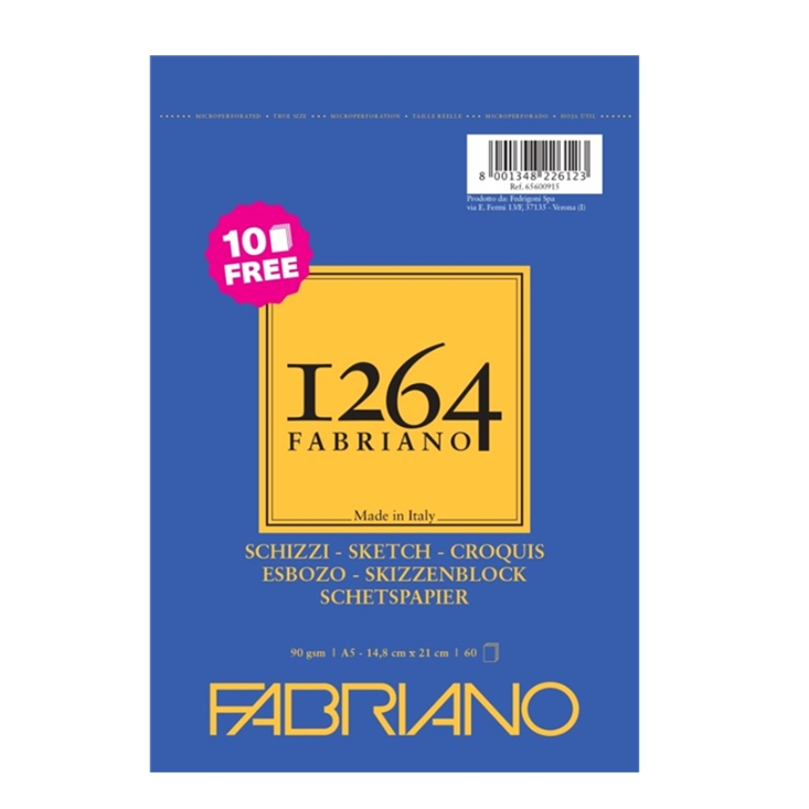 Fabriano Schizzi Sketch Pad, 90 gsm, 5 x 8, 60 Sheets 