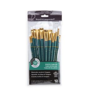 ROYAL & LANGNICKEL® 12pc White Taklon Long Handle Variety Brush Set