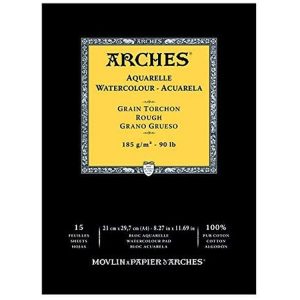 ARCHES AQUARELLE WATERCOLOUR - ACUARELA- GRAIN TORCHON- ROUGH 185 g/m 15 SHEETS