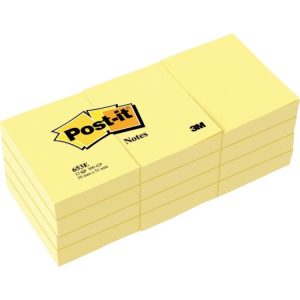 3M Post-it® Notes 653, 1-1/2 in x 2 in, Canary Yellow