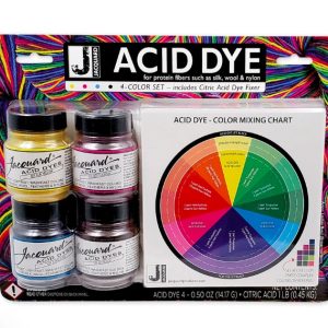 JACQUARD ACID DYES 4 COLOR SET WITH CITRIC ACID FIXER