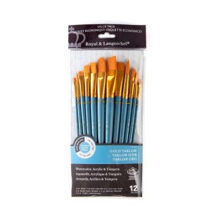 ROYAL & LANGNICKEL®12pc Golden Taklon Long Handle Variety Brush Set