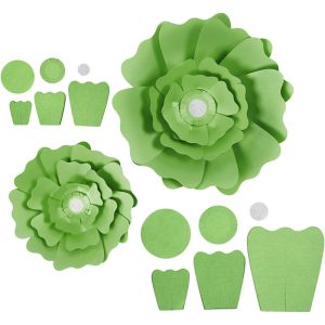 PAPER FLOWERS DIA 20+30CM 230G GREEN 2PCS