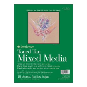 STRATHMORE 400 SERIES TONED TAN MIXED MEDIA, GLUE BOUND, 300 g/m, 15.2 x 20.3 cm  15 SHEETS