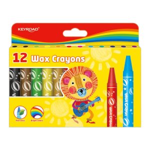 KEYROAD wax crayons 14x100mm 12pcs assorted colors