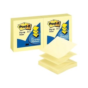 3M Post-it® Pop-up Dispenser Notes R330-YW, 3 in x 3 in, (7.62 cm x 7.62 cm) Canary Yellow
