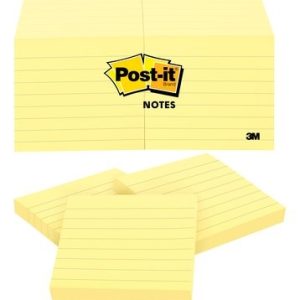 3M Post-it® Notes 630SS, 3 in x 3 in (7.62 cm x 7.62 cm) Canary Yellow Lined