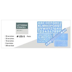 ISOMARS Lettering Stencil Set of 5 With 4 Stencils & 12 '' Ruler