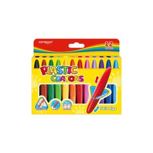 KEYROAD Plastic Crayons 12pcs assorted colors