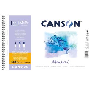 CANSON MONTVAL WATERCOLOUR PAPER COLD PRESSED 300g/m 12 Sheets.