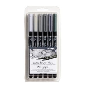 LYRA Aqua Brush Duo Pack of 6 - Grey Tones