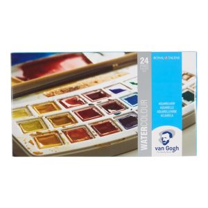Van Gogh Watercolour Plastic Case Set with 24 Colours in Half Pans