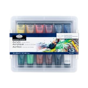 ROYAL & LANGNICKEL ESSENTIALS -ACRYLIC COLORS 22ML 12PCS SET in Storage Box